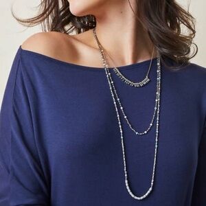 Stella & Dot Layered Silver Keely 3-in-1 Necklace